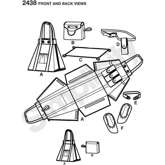 Simplicity Sewing Pattern 2438 Workout Accessories Bag Tote Slippers - Picture 2 of 3